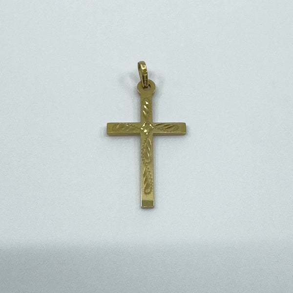 Vintage 9ct Gold Engarved Christian Cross Pendant / Charm 375 Reversible (1994)