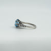 Vintage Sterling Silver 3.60ct Blue Topaz Solitaire Ring 925 Size N 1/2