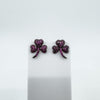 New Oxidised Sterling Silver Ruby Floral Leaf Stud Earrings