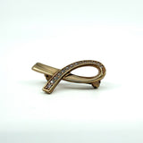 Contemporary Gold on Sterling Silver CZ Ribbon Brooch 925