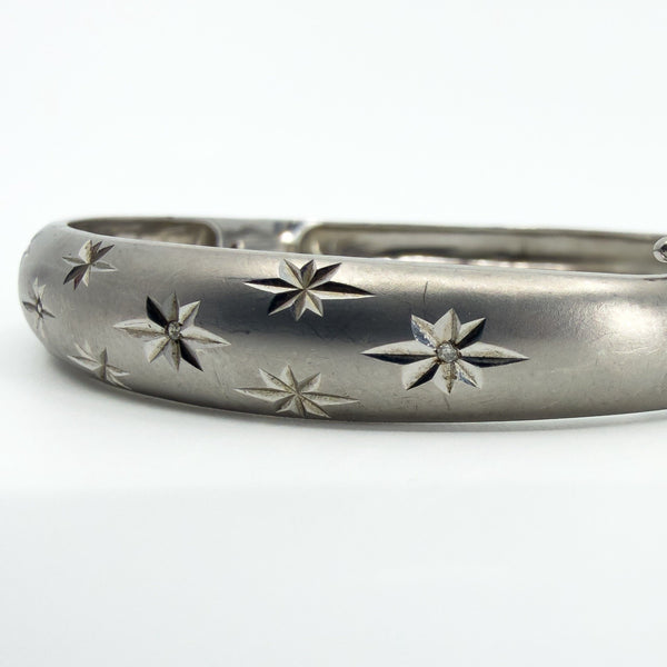 Sterling Silver Celestial Diamond Star Studded Bangle 925