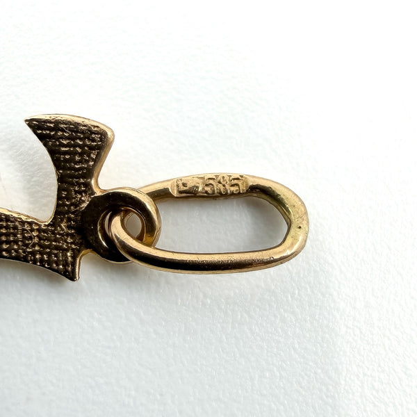 Tiny 14ct Gold Initial E CZ Pendant / Charm 585