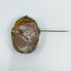 Vintage 800 Silver Large Oval Carved Shell Cameo Brooch / Pendant