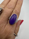 Large Sterling Silver 10ct Purple Chalcedony & Diamond Ring 925 Size N 