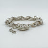 Chunky Sterling Silver Engraved Floral Links Bracelet & Heart Padlock 925 41g 