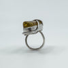 Chunky Modernist Heavy Baltic Amber Ring in Sterling Silver 925 Size L - M