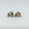 Vintage 9ct Gold 3x Coloured Gold Triangular Earrings White Rose Yellow Gold 375