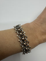 Antique Victorian Sterling Silver & Rose Gold Book Chain & Charm Bracelet 925