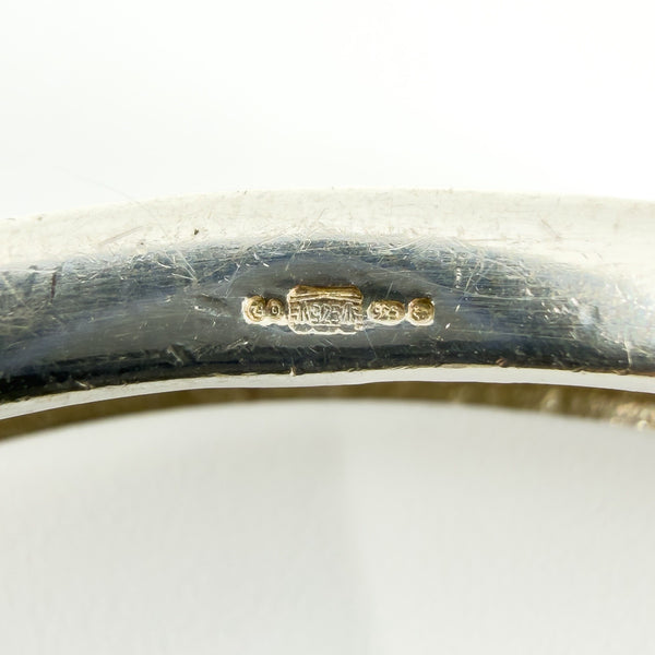 Chunky Sterling Silver Multi Coloured CZ Oval Bangle / Bracelet 925