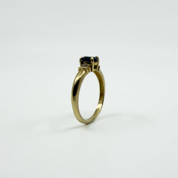9ct Gold 0.30ct Sapphire & Diamond Ring 375 Size M