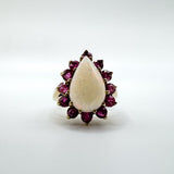 Huge Vintage 9ct Gold Opal & Ruby Ring ( approximately 3ct Total Gems )
