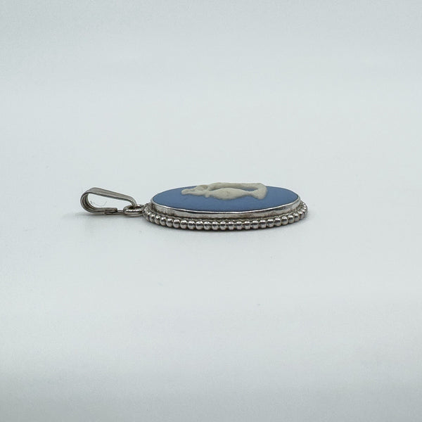 Vintage Sterling Silver Wedgewood Blue Jasper Ware Cameo Pendant 925 (1974)