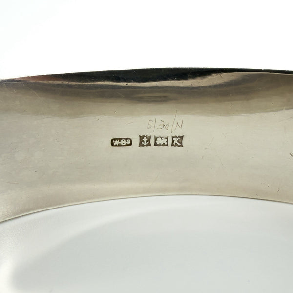 Chunky Vintage Sterling Silver & Rose Gold Engraved Floral Bangle 925 Birm 1959