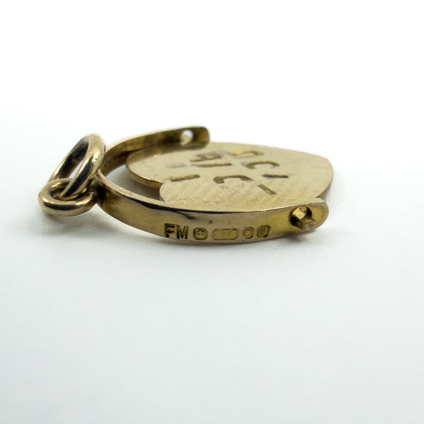Small Vintage 9ct Gold Spinning I LOVE YOU Fob / Pendant 375 (London 1979)