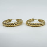 Large Vintage Chunky Twisted 9ct Gold Hoop Earrings 1991 