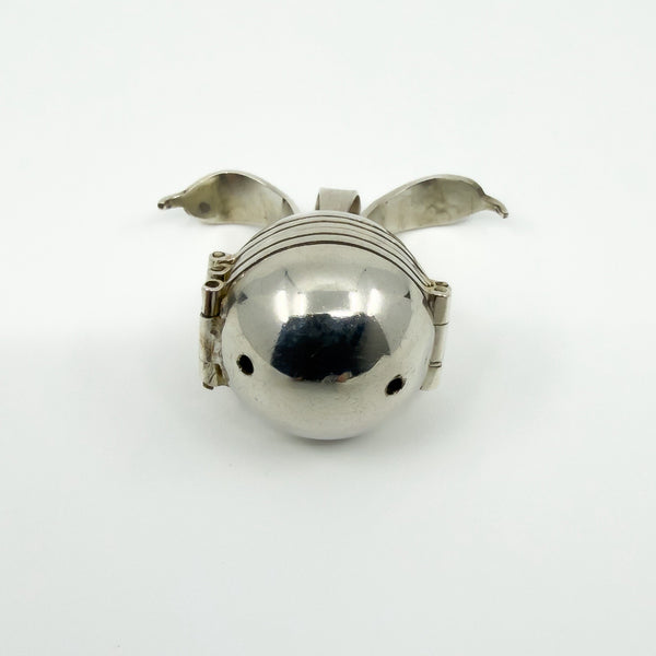 Vintage Sterling Silver Chunky Orb Photo Locket 925 