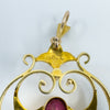 Rare Antique 15ct  Gold Pearl & Pink Tourmaline Lavalier Pendant Art Nouveau