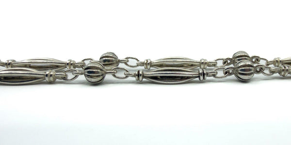 Vintage Sterling Silver 17.5” Fancy Link Chain with Dog Clip & T-Bar Pendant 925