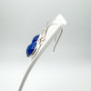 Chunky Lapis Lazuli Oval Drop Earrings on Shepherd Hooks in Sterling Silver 925