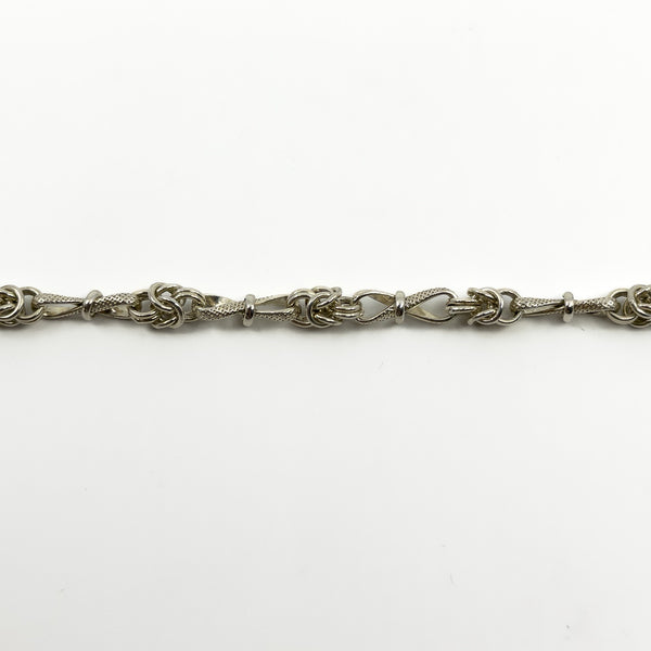 Vintage Sterling Silver 16” Byzantine Fancy Link Chain & T-Bar Toggle 925