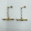 Vintage 9ct Gold T-Bar Drop Belcher Chain Earrings 375 (Birm 1989)