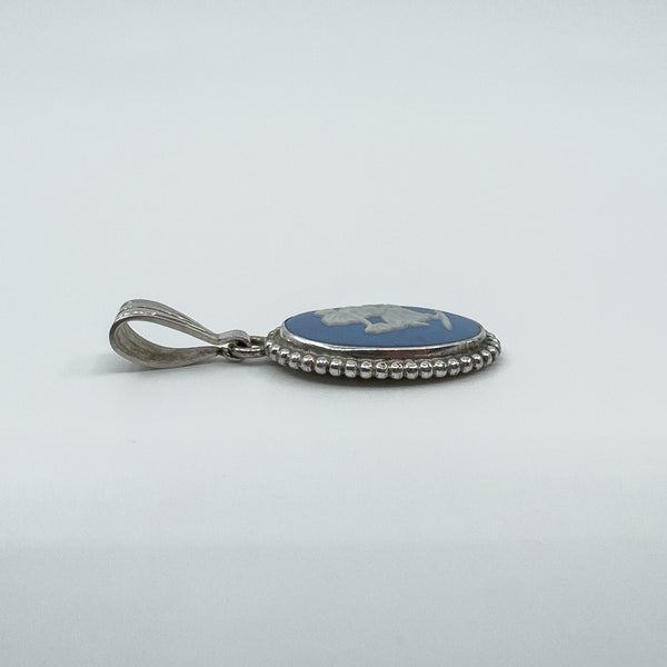 Vintage Sterling Silver Wedgewood Blue Jasper Ware Cameo Pendant 925 (1972)