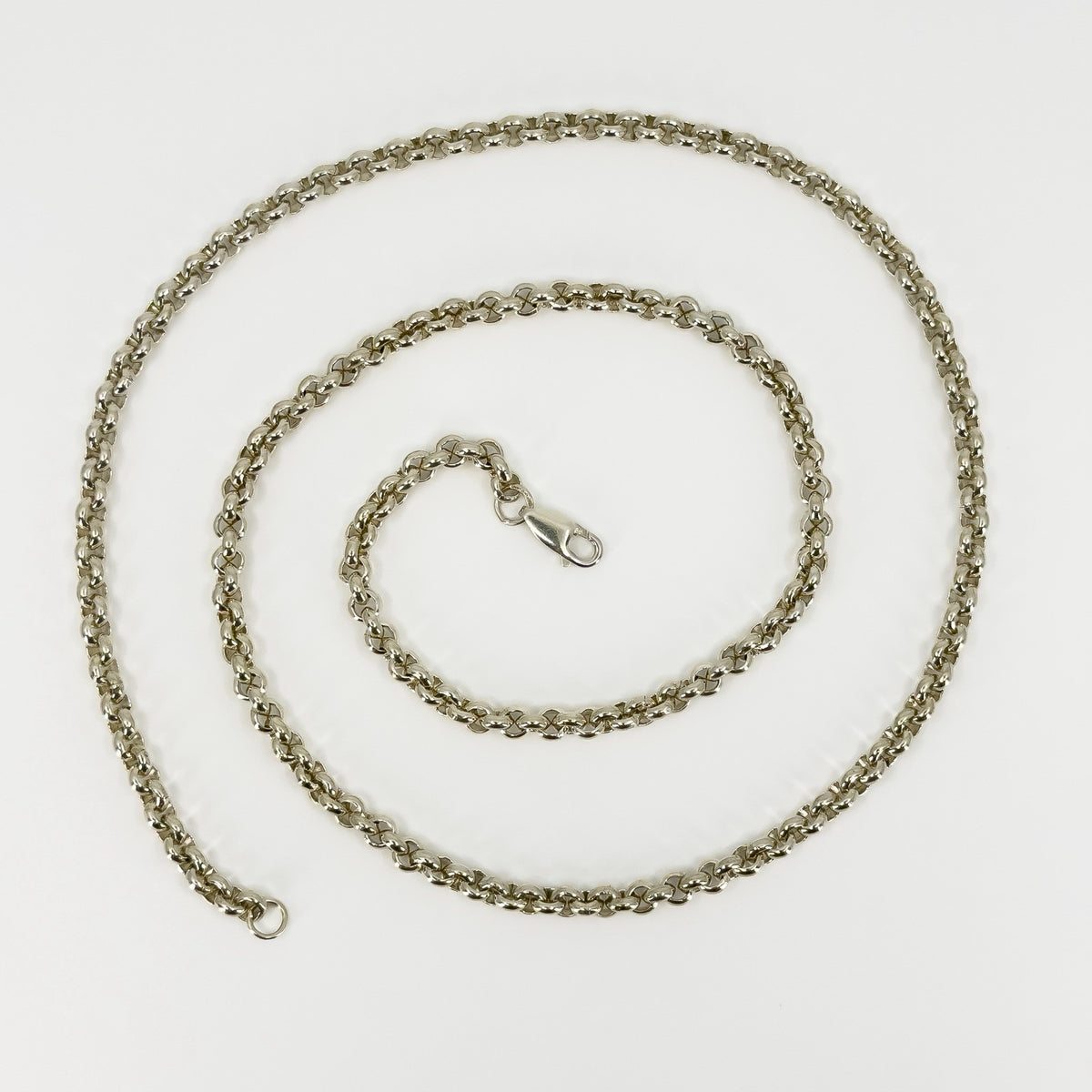 Chunky Vintage Sterling Silver 28.5” Rolo Links Chain / Necklace 925