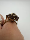 Vintage 9ct Gold Garnet Cocktail Cluster Ring Size J - K 