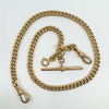 Vintage 9ct Rose Gold 16” Albert Chain Necklace Double Dog Clip T-Bar Charm 39g 