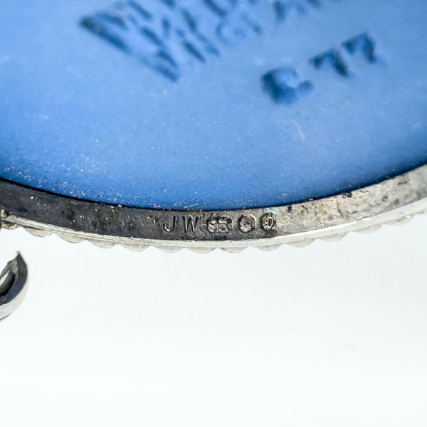 Vintage Sterling Silver Wedgewood Cupid Cherub Blue Jasper Ware Cameo Brooch 925