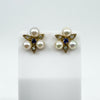 Vintage 9ct Gold Pearl Diamond & Sapphire Stud Earrings