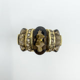 Huge Vintage 9ct Gold Chunky Smokey Quartz Trilogy Size T - U 