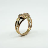 Antique 9ct Rose Gold Double Snake Diamond & Garnet Ring Size U (Chester 1909)