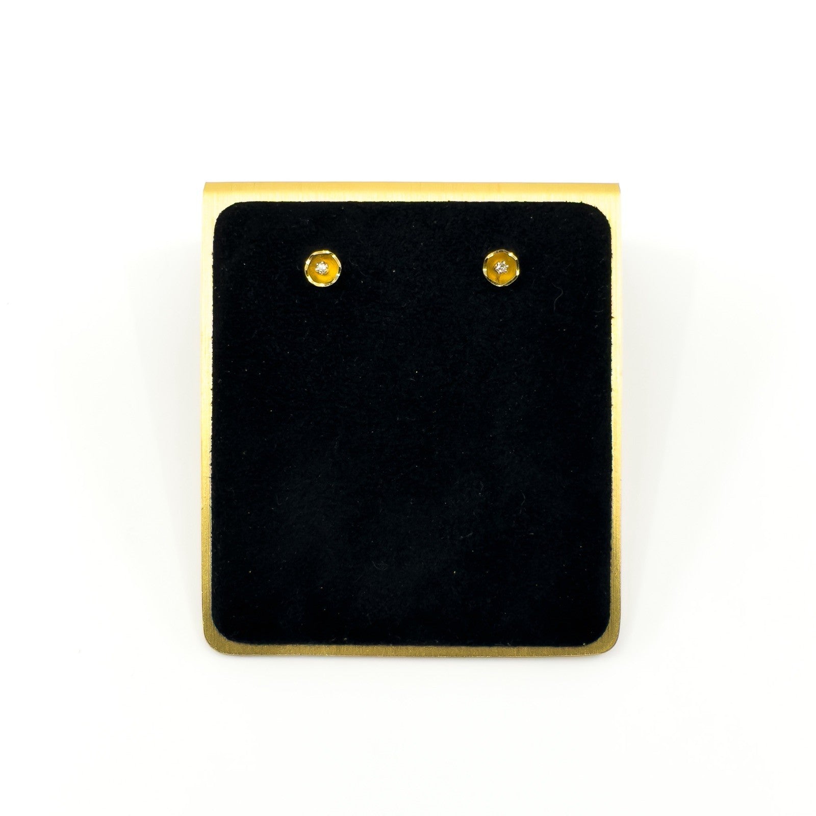 Vintage 9ct Gold Tiny Diamond Solitaire Stud Earrings 375 (1978)