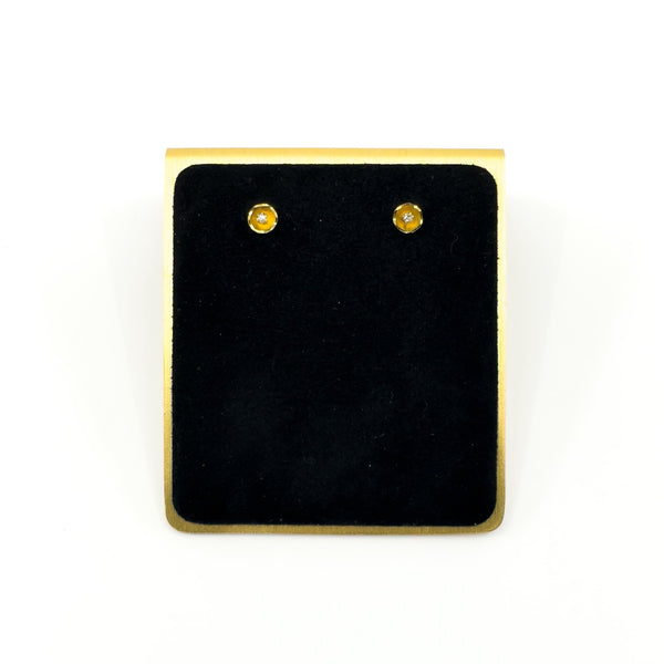 Vintage 9ct Gold Tiny Diamond Solitaire Stud Earrings 375 (1978)