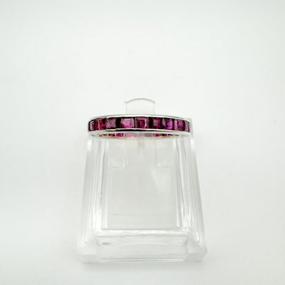 Vintage Antique Art Deco Platinum 1.6ct Ruby Full Eternity Band Ring Size K - L