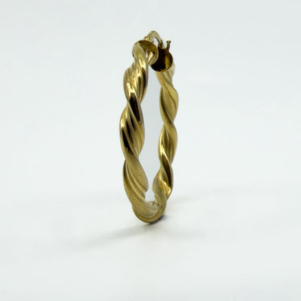 Large Vintage Twisted 9ct Gold Hoop Earrings 375