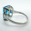 Chunky Sterling Silver 14ct Blue Topaz Ring Size U 925
