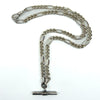 Vintage Sterling Silver 18” Figaro Chain Dog Clip & T-Bar Pendant 925