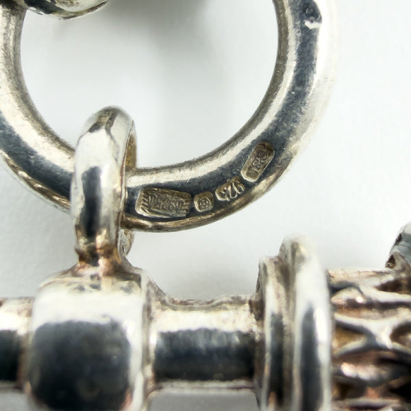 Vintage Sterling Silver Chunky Fancy Link Engraved 25” Chain & T-Bar 925 135g