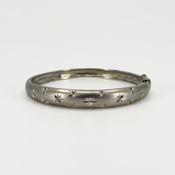 Sterling Silver Celestial Diamond Star Studded Bangle 925