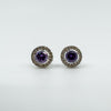 Amethyst & CZ Halo Studs in Sterling Silver 925