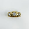 Vintage Chunky 9ct Gold CZ Starburst Trilogy  Ring / Gypsy Band Size R 