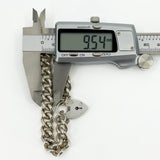Chunky Vintage 1972 Sterling Silver Curb Links Bracelet & Heart Padlock 925