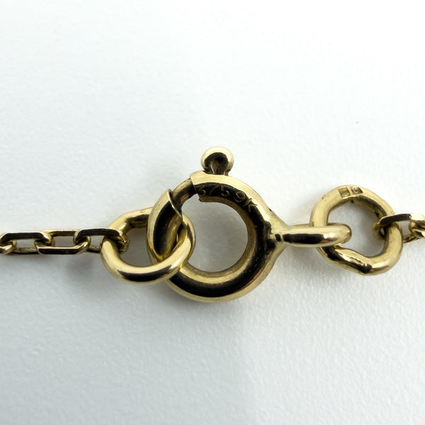 Vintage 9ct Gold 6mm Pearl & Diamond Pendant & 18” Chain Necklace 375 (1980)