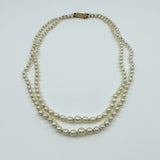 Vintage 9ct Gold Cultured Double Row Pearl 17” Necklace 375