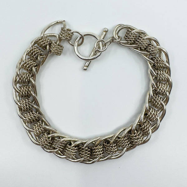 Sterling Silver Chunky Oval Roller Links 9.5” Bracelet & T-Bar Toggle 925 42g