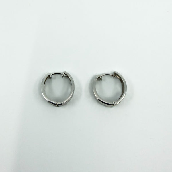 9ct White Gold Small Diamond Cut Huggie Hoop Earrings 375