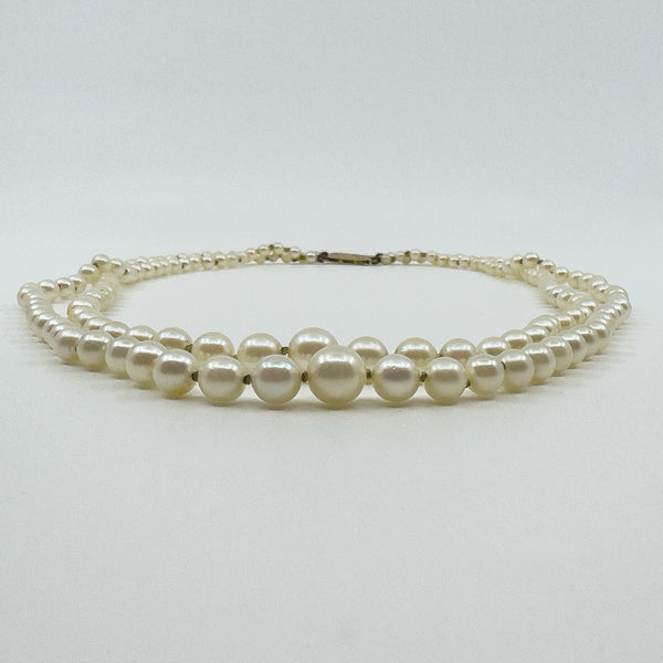 Vintage 9ct Gold Cultured Double Row Pearl 17” Necklace 375