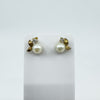 Vintage 9ct Gold Cultured Pearl & Diamond Stud Earrings 375 (1985)